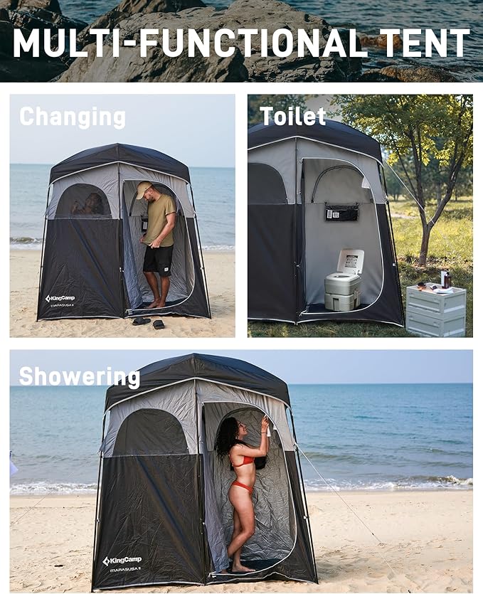 KingCamp Shower Tent, Portable Privacy Tent Outdoor Camping 1/2 Room Toilet Tents with Shower Bag & Dressing Room for Beach, Camping & Hiking
