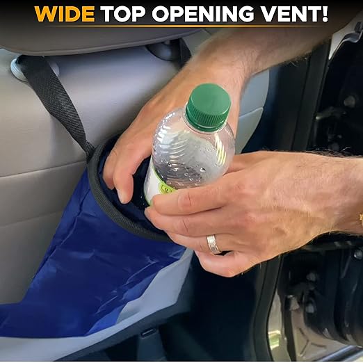 EcoNour 2 Pack Blue Car Trash Bag | Washable Back Seat Hanging Bag with Elastic Opening & Easy Mount | Garbage Can with Waterproof Oxford Material | Accessories for Camping, Traveling & Outdoor