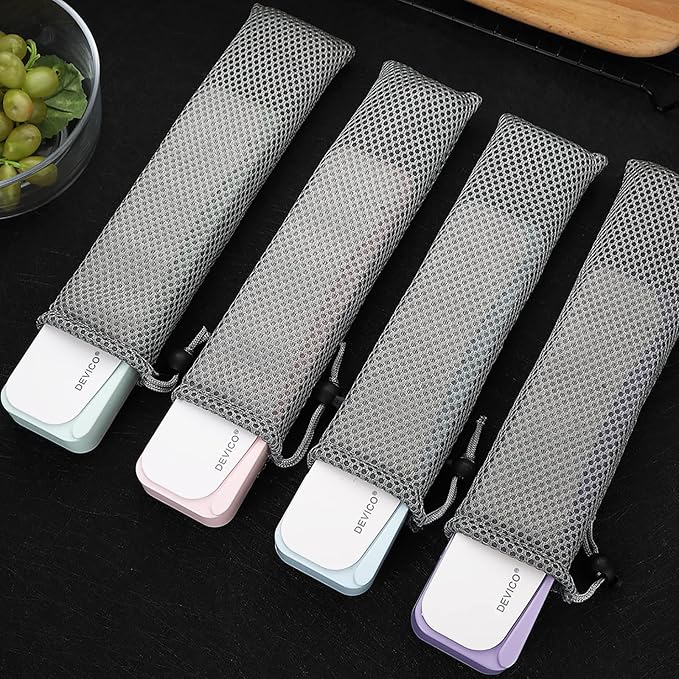 DEVICO Travel Utensils, 18/8 Stainless Steel 4pcs Cutlery Set Portable Camp Reusable Flatware Silverware, Include Fork Spoon Chopsticks with Case (Pink)