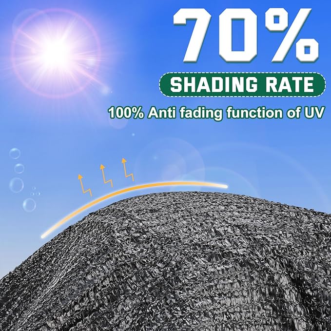 Kesfitt Garden 70% Shade Cloth, Resistant Sun Shade Net 10x12FT Mesh Tarp with HDPE Material and Reinforced Grommets Shade Trap for Greenhouse, Plant, Pergola, and Backyard Patio Sunshade