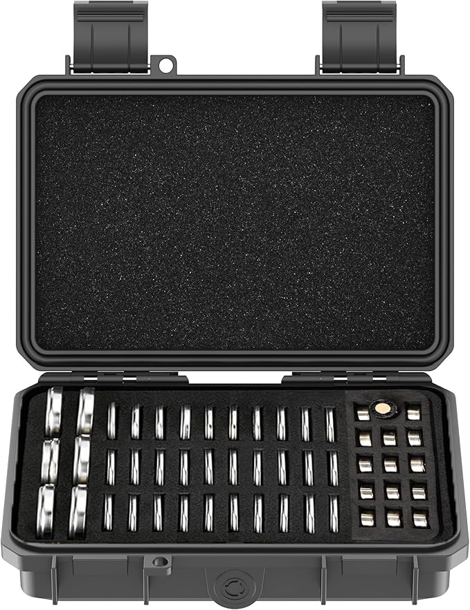 KIWIFOTOS 65 Slots Coin Cell Battery Case for CR2032 CR2016 CR2025 LR44 CR2320 CR2325 CR2330 CR2354 CR2430 CR2450 & LR41 AG13 Button Battery Holder Organizer IP67 Waterproof