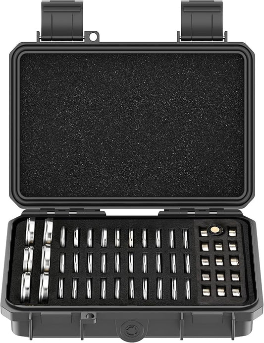KIWIFOTOS 65 Slots Coin Cell Battery Case for CR2032 CR2016 CR2025 LR44 CR2320 CR2325 CR2330 CR2354 CR2430 CR2450 & LR41 AG13 Button Battery Holder Organizer IP67 Waterproof