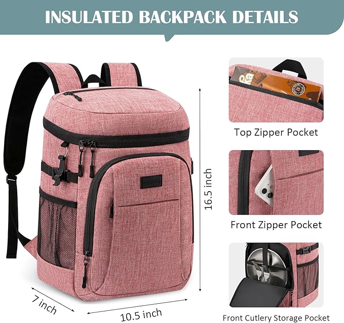 Tuwubi Cooler Backpack 35/42 Cans, Backpack Coolers Insulated Leak Proof for Men Women, Waterproof Soft Sided Lunch Camping Beach Travel Ice Chest Backpack Cooler Bag