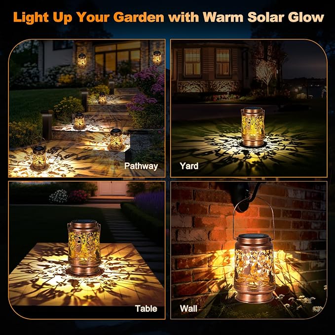 Solar Lanterns Outdoor Waterproof, Cat Garden Decor for Yard Porch Lawn Patio Pathway, Hanging Solar Lights Birthday Gifts for Women Mom Grandma Sister Friend