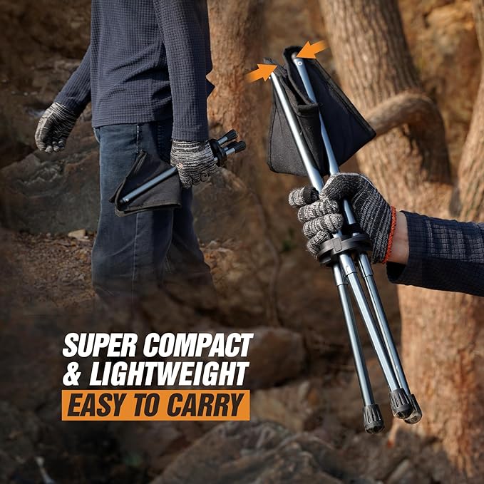 REDCAMP Ultralight Camping Stool with Retractable Legs, Portable 3 Legged Tripod Camping Stools for Adults Fishing Backpacking Hunting, Black