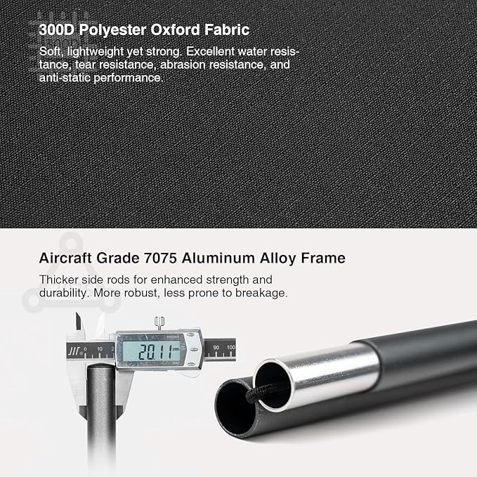 ONETIGRIS SUPRAGRIS Camping Cot, Support Up to 400lbs, Lightweight Comfortable Folding Bed for Camping, Hiking, Backpacking, Travel, Car Trips, Office Nap (Black)