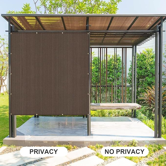 Cool Area Sun Shade Cloth with Grommets 6×7 FT Shade Panel Shade Tarp Screen Fabic for Outdoor Patio Pergola Cover Deck Garden, Brown (Customized)