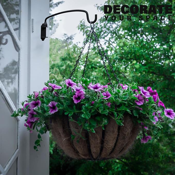 2 Pack Plant Hanger Bracket Wall Mounted Hooks for Hanging Bird Feeder, Flower Bracket, Anti Rust Metal Lanterns 12 Inches