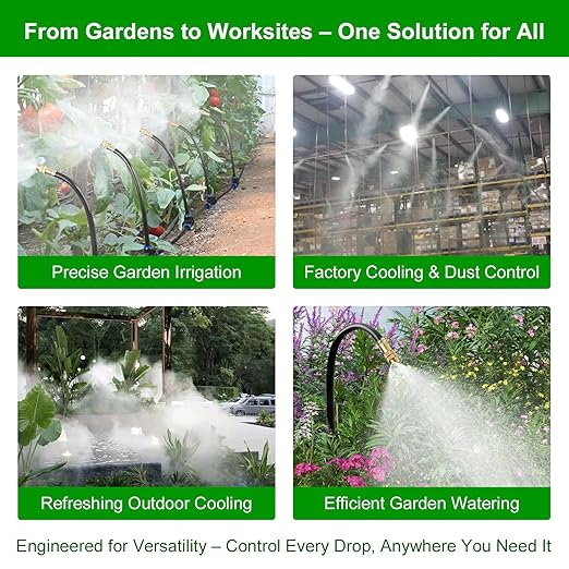 80Ft Drip Irrigation System for Garden – 360° Bendable Automatic Watering Kit with 18 Adjustable Nozzles, Misting Hose for Greenhouse, Lawn, Yard & Plants (80 FT)