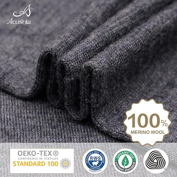 ACUSHLA 100% Merino Wool Neck Gaiter Ski Face Mask Scarf Neck Warmer for Men & Women All Weather