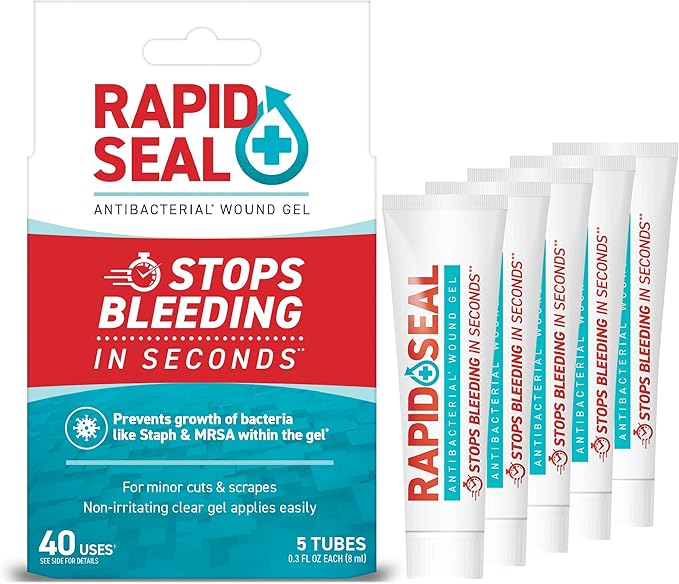 Wound Gel (5 Tubes) | Stops Bleeding in Seconds, Ideal for Cuts, Scrapes and Razor Nicks for Emergency First Aid Supplies