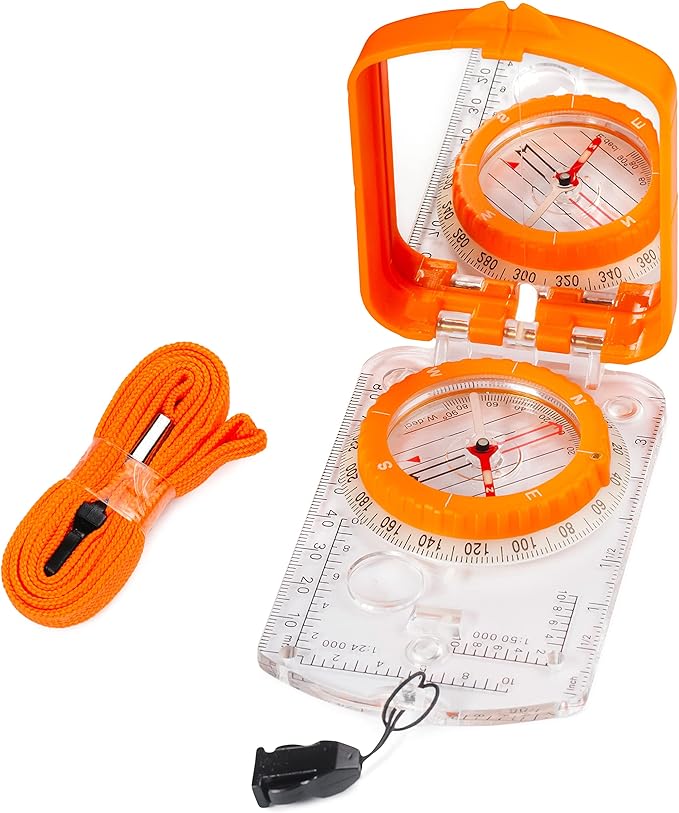 Boy Scout Sighting Compass - Adjustable Declination Mirror, Compass Base Plate, Orienteering & Hiking Navigation - Military Grade, Backpacking & Camping Tool