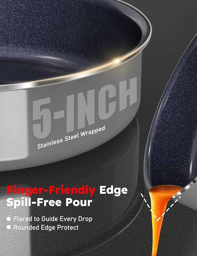 Pro DUXANO 12PC Hybrid 3-Ply Stainless Steel Skillet&Nonstick Pots and Pans Set, High Heat Sear&Fry, 2-Layer Ceramic Induction Cookware, 9H Scratch-Resistant&Anti-Warp,PFAS Free,All Cooktop/Dishwasher