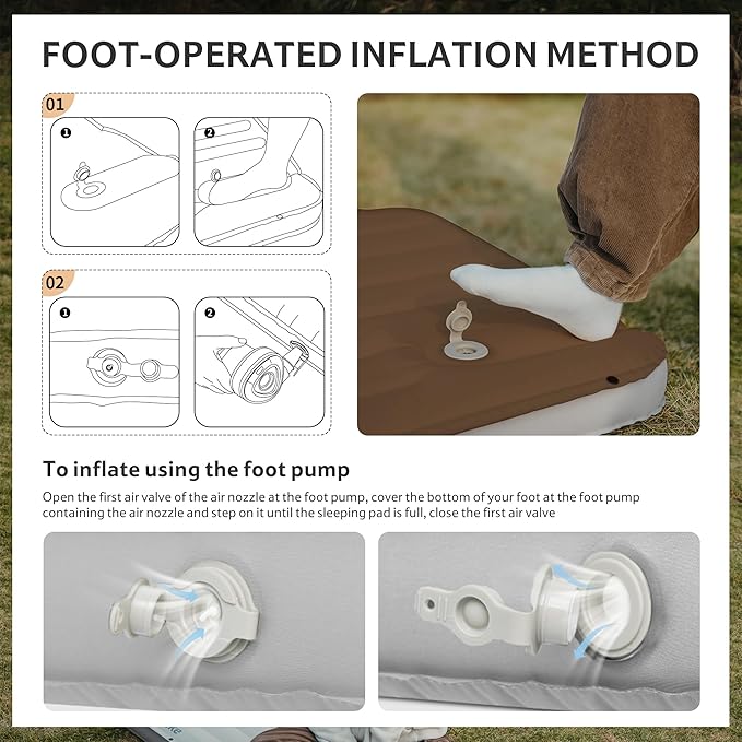 Naturehike Camping Sleeping Pad, Ultralight Inflatable Sleeping Mat with Pillow Built-in Foot Pump, 2.6 Inch Lightweight Air Mattress for Backpacking, Hiking, Traveling