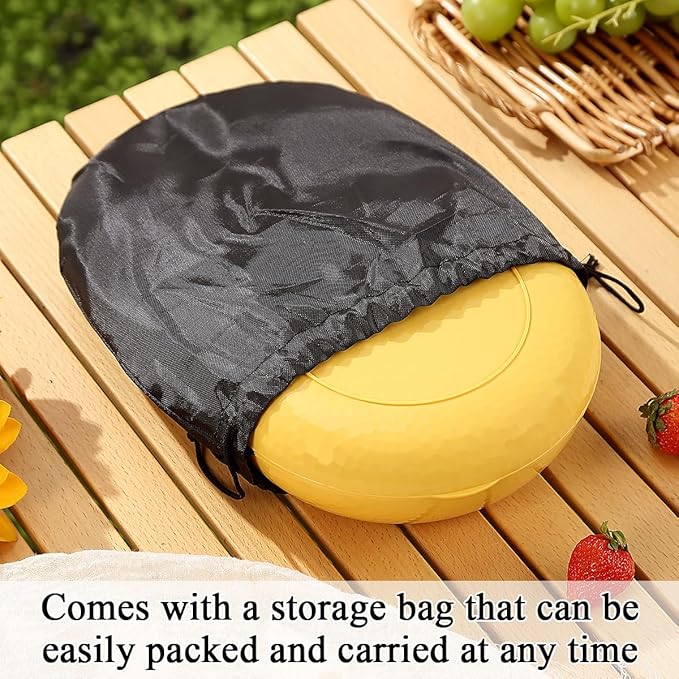 Berglander Camping Mess Kit with Bowl, Plate, Cup, Spoon, Fork, Knife and Carry Bag, Save Space, Easy to Carry, Plastic Camping Essentials Utensils for Travel, Picnic, Outdoor (Gold Yellow)