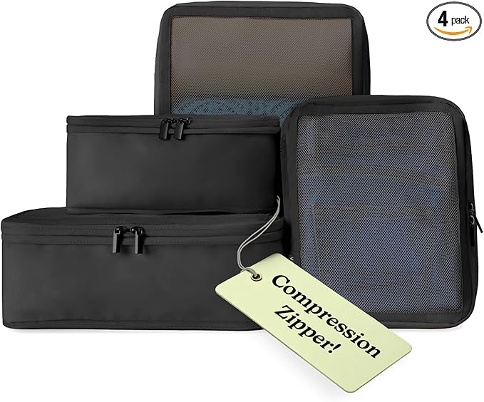 Vandel Space-Saving Compression Packing Cubes for Women, Men, Compressible Carry On Suit Case Organizer Luggage Packing Cubes for Travel Organizer Bags for Luggage and Backpacks, Suitcase Cube