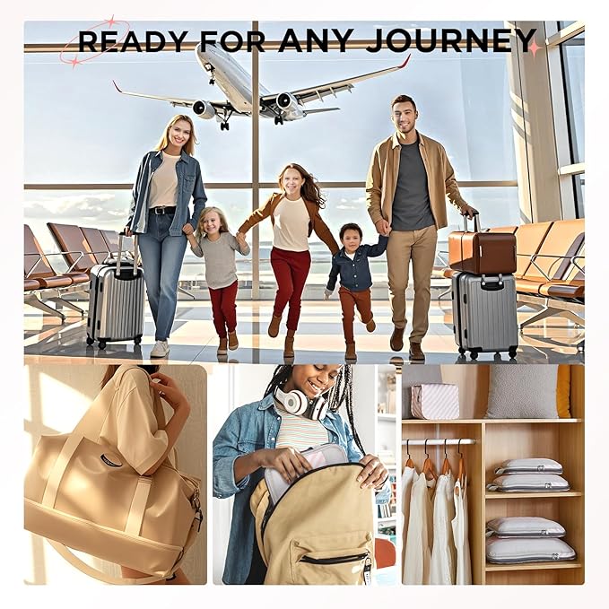 8 Set Compression Packing Cubes for Travel Essentials,Compressible Expandable Packing Cubes for Suitcase,OlarHike Luggage Organizer Bags for Travel,Handy Helper for Organizing Clothes(Pink Stripped)