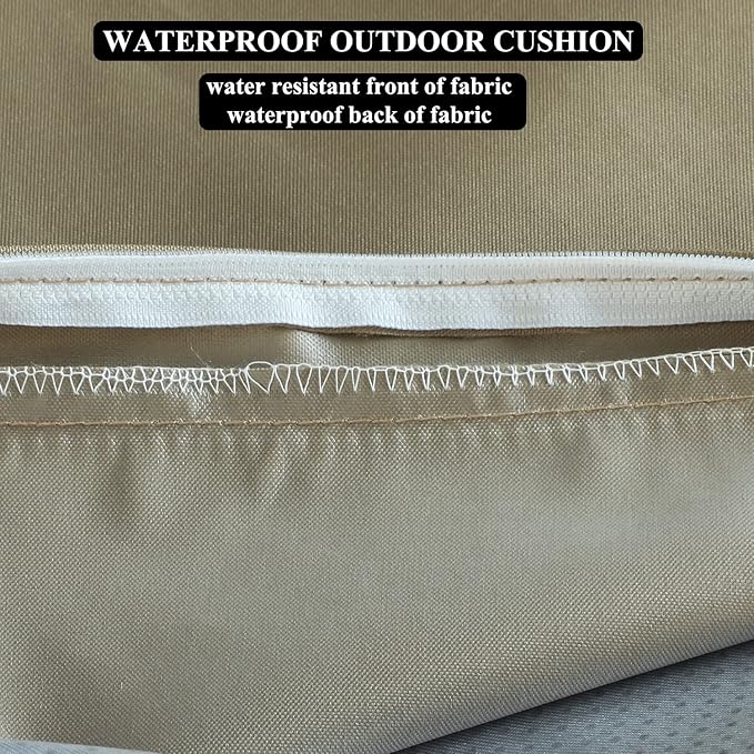 Patio Chair Cushions Non Slip Bottom Chair Pad with TiesSet of 2 Waterproof Square Outdoor Seat Cushion Replacement for Garden Swing Furniture 18x18 Inch, Light Khaki