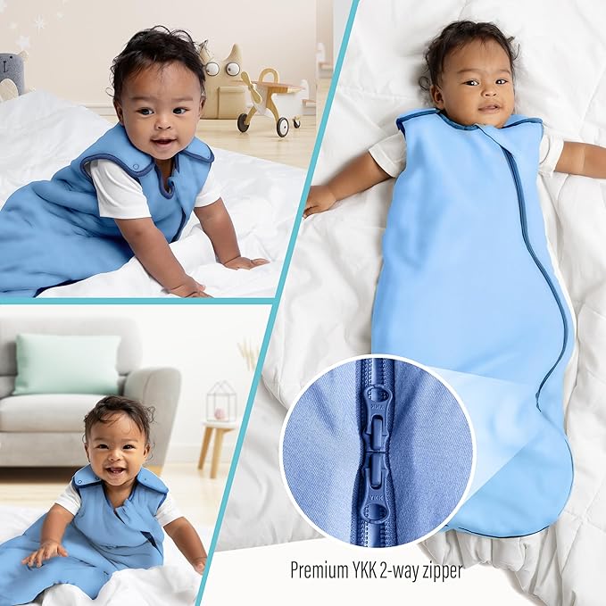 Rayon Made from Bamboo Sleep Sack 1.0 TOG 0-6 Months Unisex Baby Sleeping Bag with 2-Way Zipper Breathable Wearable Blanket Baby