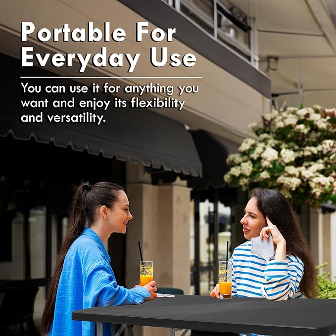 4ft Folding Table, Sturdy Outdoor Folding Table, Perfect for Camping Picnics Parties Durable Foldable Table with Easy Setup Ideal Portable Folding Tables for Indoor & Outdoor Use