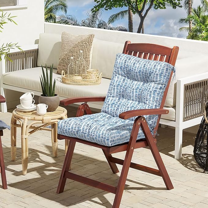 LVTXIII Outdoor Adirondack Chair Cushions, L42 x W21 x H4 Patio Tufted Low Back Cushions, Seasonal Replacement Rocking Chair Cushion for Home Garden Furnitue, Set of 2, Pebble Blue