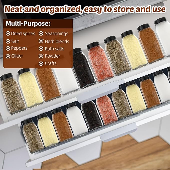 Mifoci 28 Pack 16 oz Plastic Spice Jars with Cap Square Plastic Bottle Containers with Shaker Lids and Stickers Large Seasoning Shaker Empty Powder Storage Container for Storing Salt Herbs (Black)