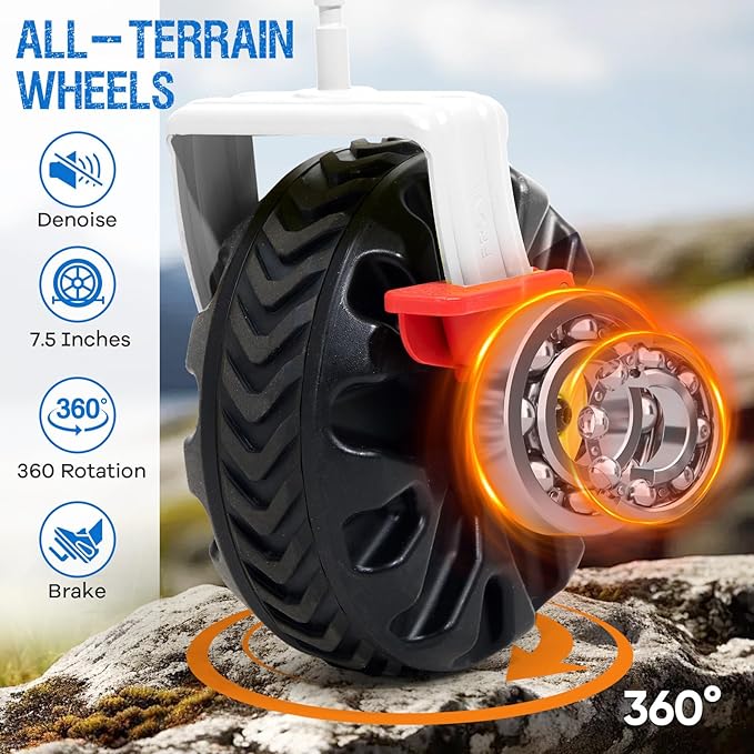 400L Collapsible Double Decker Beach Wagon with Brakes, Folding Beach Cart with 54" Extra Long Decker, 450LBS Heavy Duty Wagon Chart with All-Terrain Big Wheels for Sand Camping Garden