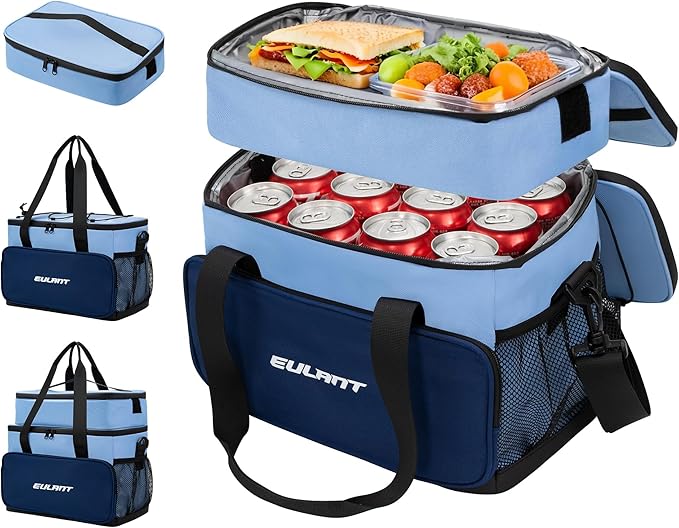 EULANT Large Waterproof Cooler Bag with Removable Lunch Bag,27 Can Collapsible Insulated Ice Chest Leak-Proof Cooler Bag for Men & Women Work Outdoor Beach Trips