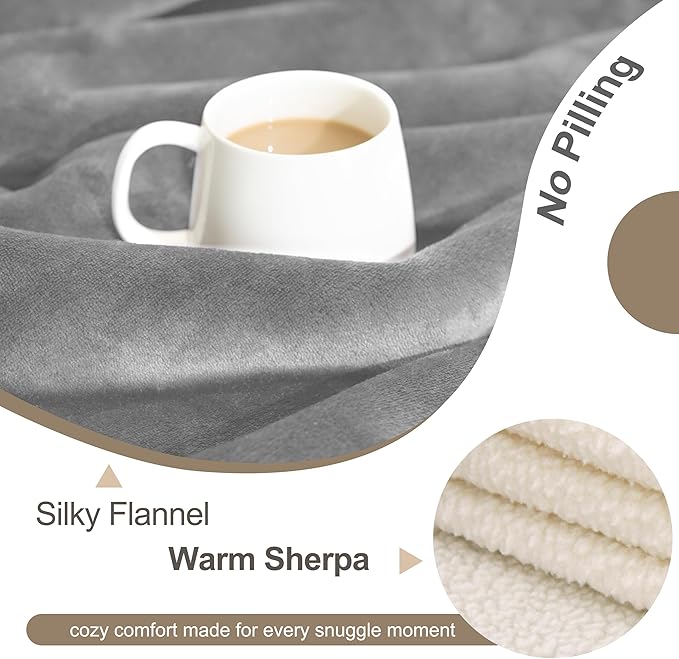 gogobunny Waterproof Pet Blanket for Small Dogs and Cats, Reversible Sherpa Fleece Soft Plush Throw for Couch Protection, Washable Furniture Protector (Grey, 30x40 inches)