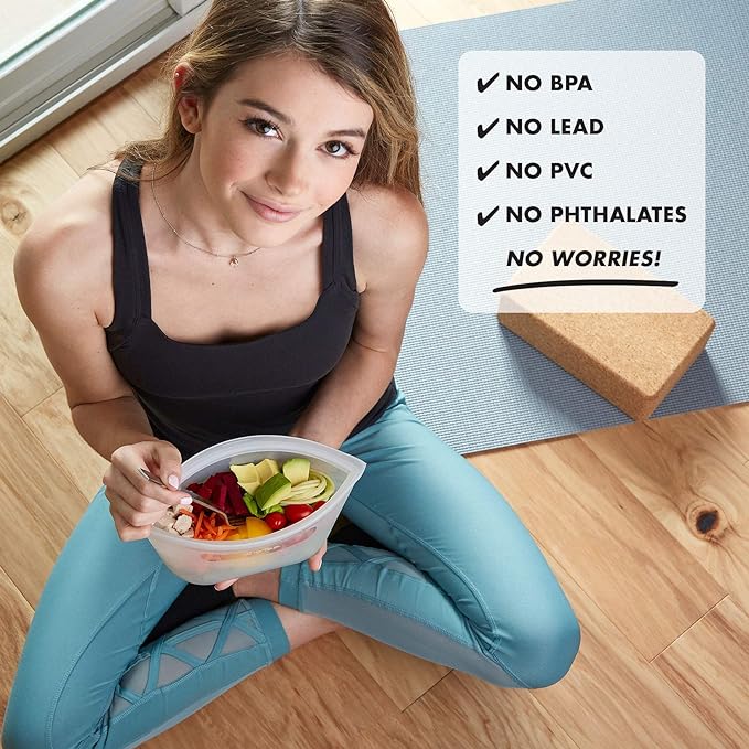 Zip Top Reusable Food Storage Bags | Sandwich Bag [Gray] | Silicone Meal Prep Container | Microwave, Dishwasher and Freezer Safe | Made in the USA