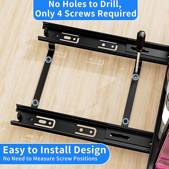 Pull Out Spice Rack, Heavy Duty Spice Rack Organizer, 1 Tier Spice Organization for Cabinet, Vertical Spice Rack for Kitchen, Cabinet, Pantry (8.4''Wx10.5''Dx2.8''H, Metal Black)