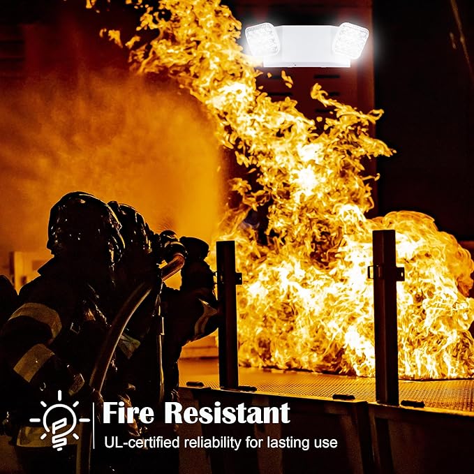 GRUENLICH LED Commercial Emergency Light with Dual Head and Backup Battery, US Standard, AC 120-277V, Hardwired Emergency Light Fixtures for Business Office Power Outages, 4-Pack