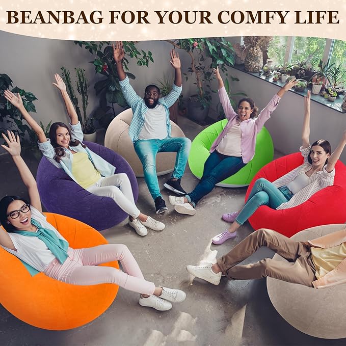 Realspring Inflatable Bean Bag Chairs Outdoor Blow up Camping Chairs Inflatable Lazy Sofa Folding Portable Bean Bag Loungers Couch for Movie Night(Multicolor,6 Pcs)