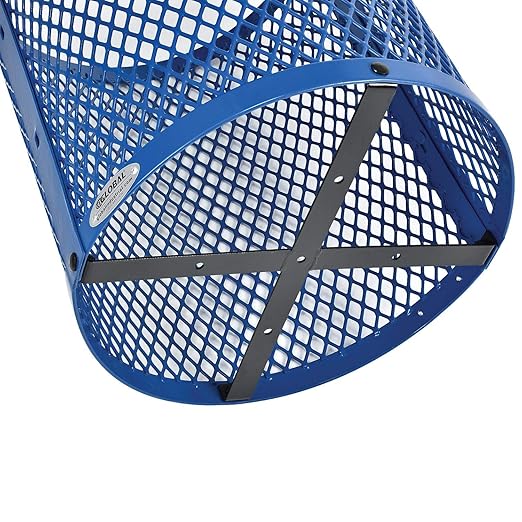 Global Industrial 32 Gallon Thermoplastic Mesh Recycling Receptacle w/Dome Lid, Blue