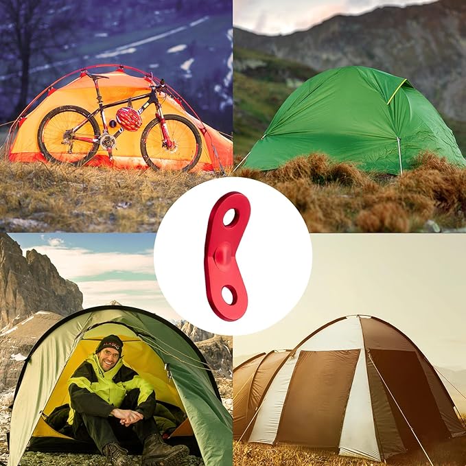 SATINIOR 20 Pieces Aluminum Alloy Guyline Cord Adjuster Tent Tensioners Rope Adjusters for Outdoor Camping Hiking (Red, one Size)