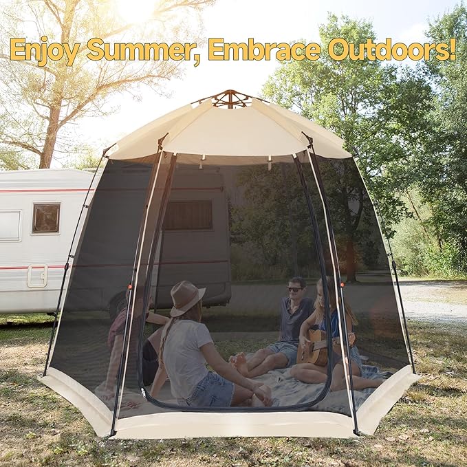 Alvantor Upgraded Screen House Gazebo, 2-4-6 Person Pop Up Screen Tent, Instant Screen Room with Carry Bag, Outdoor Mosquito Tent Camping, Sun Shade Shelter for Patio, Garden, Backyard, Deck