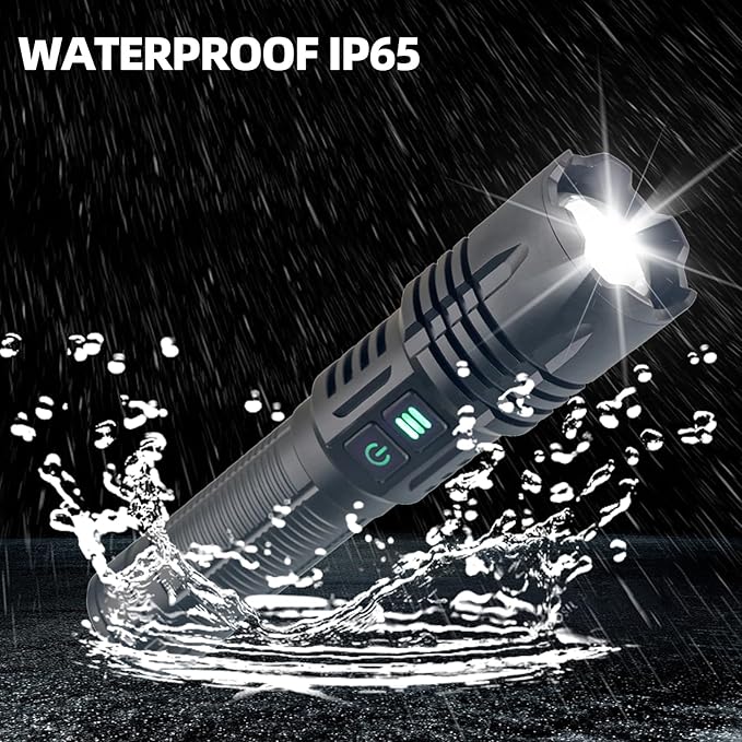 Super Bright High Lumen UV & White Flashlights,Zoomable Rechargeable Hand Held LED Tactical Flashlight with 6 Modes,Waterproof, 2-in-1 Powerful Flash Light for Pet Urine,Camping,Emergency