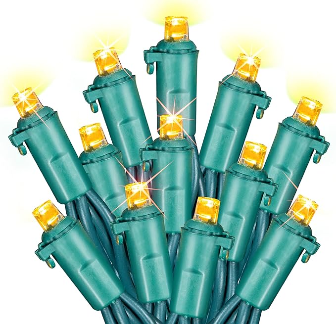 Dazzle Bright 33FT 100 LED Christmas String Lights Indoor Outdoor Waterproof, Warm White Christmas Lights Green Wire, Twinkle Lights Plug in for Tree Room Bedroom Wedding Xmas Decorations