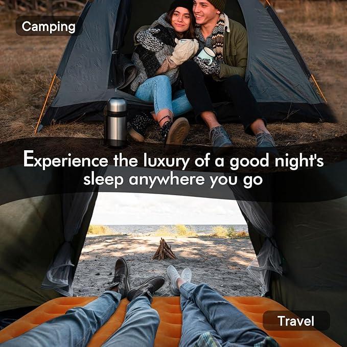 Air Mattress with Built-in USB Rechargeable Pump Camping Inflatable Mattress Portable Blow up Mattress Air Bed Guest Bed for Home Outdoors Hiking Travel