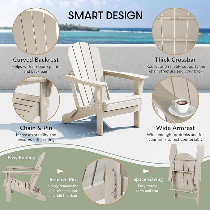 WestinTrends Malibu Malibu Outdoor Folding Poly Adirondack Chair (Set of 8), Teak
