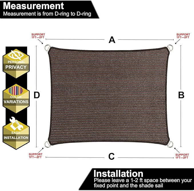 5' x 18' Brown Outdoor Sun Shade Sail Canopy ??UV Resistant Permeable Awning Fabric for Patio, Garden, Backyard, Pergola, Carport, Lawn Shelter Cover