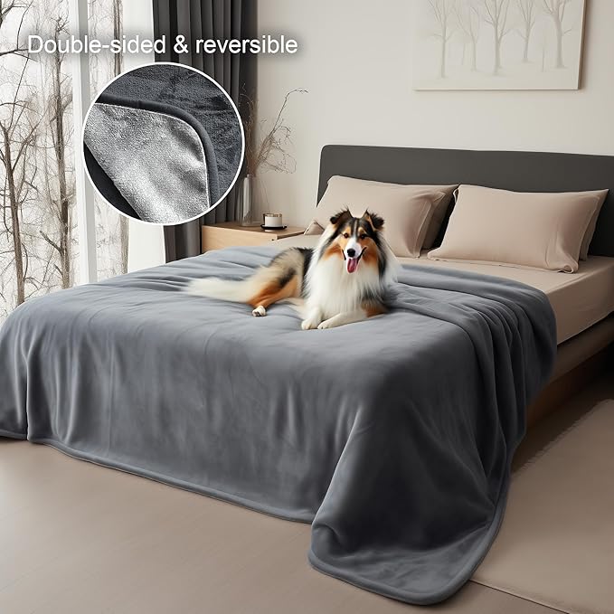 King Size Waterproof Blanket, Spill-Proof, Stain Proof, Water Proof & Mess-Free Cozy Flannel Splash Blanket (Moon Grey & Starlit Grey, 90x108