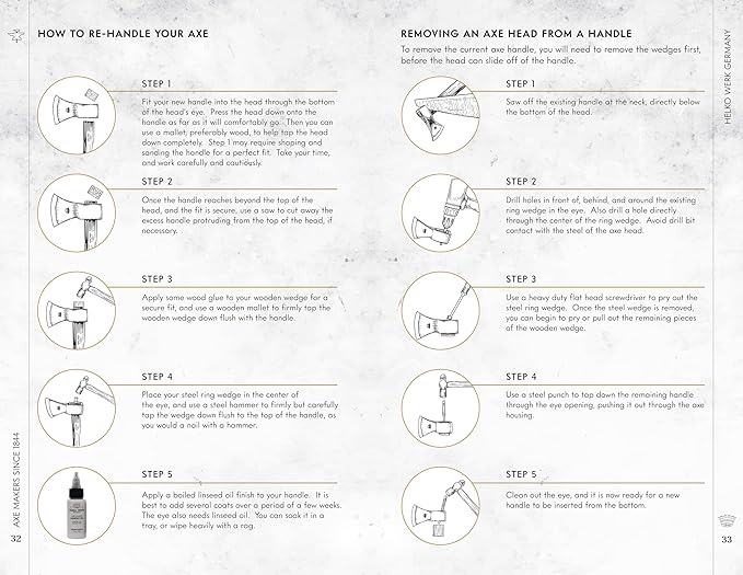 1844 Helko Werk Germany Classic Voyager Hatchet - Camp Hatchet for Scouting, Camping, and Backpacking, Small Camping Axe with Hammer Head poll - Head 1 lb, Handle 13 in. (Voyager) #10107