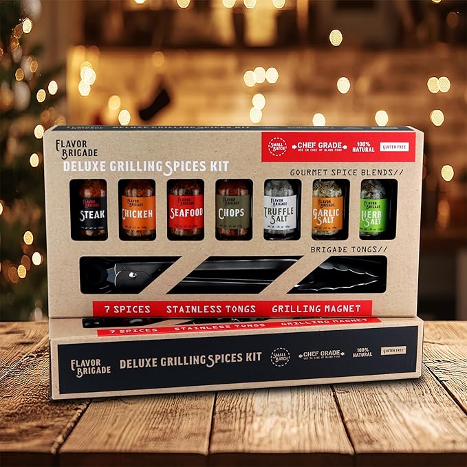 Deluxe Grilling Gift for Men - BBQ Accessories - Gourmet Spice Blends & Seasonings, Tongs, BBQ Magnet, Meat Rubs, Unique Gift for Dad, Son, Brother, Father in Law, Cooking Chefs, Guys, 17 Piece Set