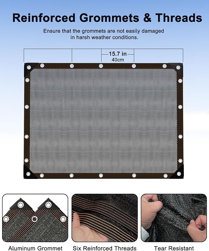 90% Shade Cloth,10x20ft Tear Resistant Sun Shade Net with Reinforced Grommet,Durable Garden Shade Tarp Cover for Greenhouse,Plant Cover, Chicken Coop,Patio and Pergola,Black