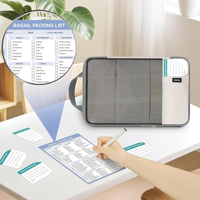 BAGAIL 4 Set/6 Set/8 Set Compression Packing Cubes Travel Accessories Expandable Packing Organizers (Half Mesh, 8-Beige)