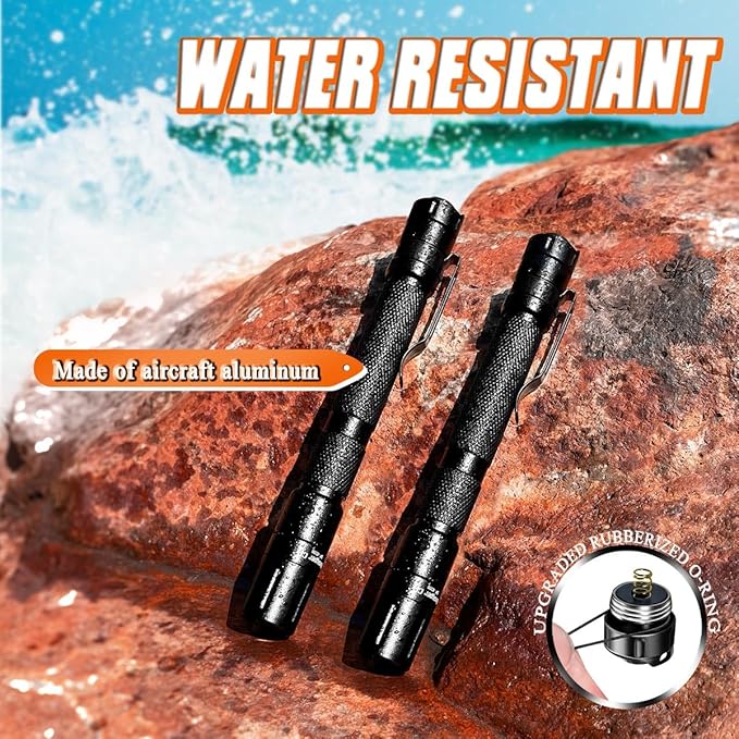 Pen Light Flashlight 3 Modes Mini Small Flashlights Tactical LED Powerful High Lumens with Clip,Slim Portable Pocket Compact Torch for Emergency Inspection AAA Battery Water-Resistant