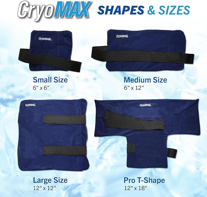 Cryo-Max Cold Pack, 8 Hour Reusable Cold Therapy Ice Pack for Elbows, Knees, Neck + More, Medium, 6" x 12" (1 Count)