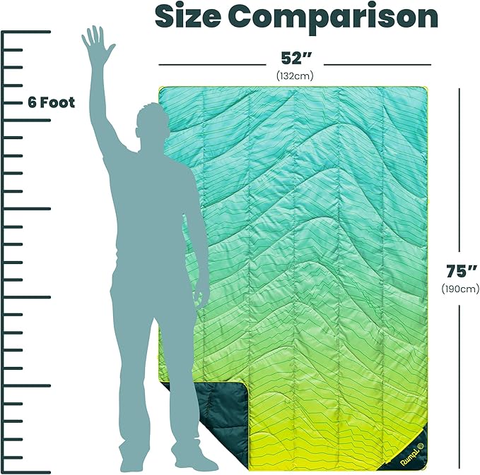 Rumpl Backcountry Puffy Blanket - Packing Comfort Into Uncomfortable Places, 100% Recycled Polyester Insulation, Lightweight, Packable, Water Resistant, 52" x 75", Ridge Lines