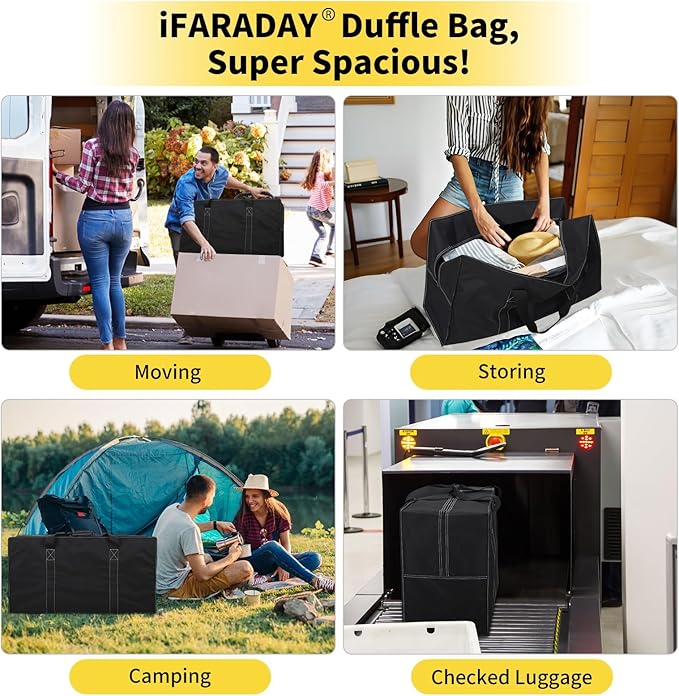 105L Extra Large Duffle Bag - 32.5 inch Heavy Duty & Water Resistant Duffel Bag Durable Luggage Storage Bag for Camping, Travel, Sports (Black)